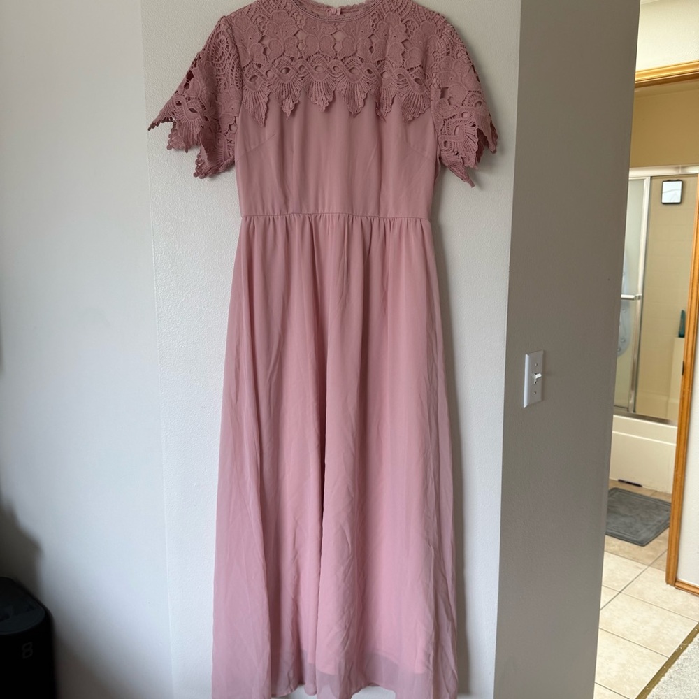 Roolee Mauve Lace Maxi Dress